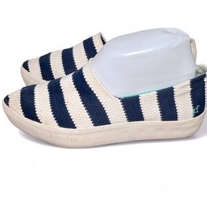 XF Striped Women’s Navy Nautical Slip-On Pointed Toe Shoes- Size 9